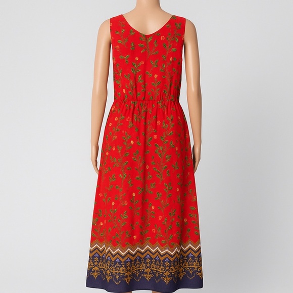 Just Found 1X Red Floral Boho Maxi Dress Sleeveless Chevron Hem Plus Size - Picture 3 of 7